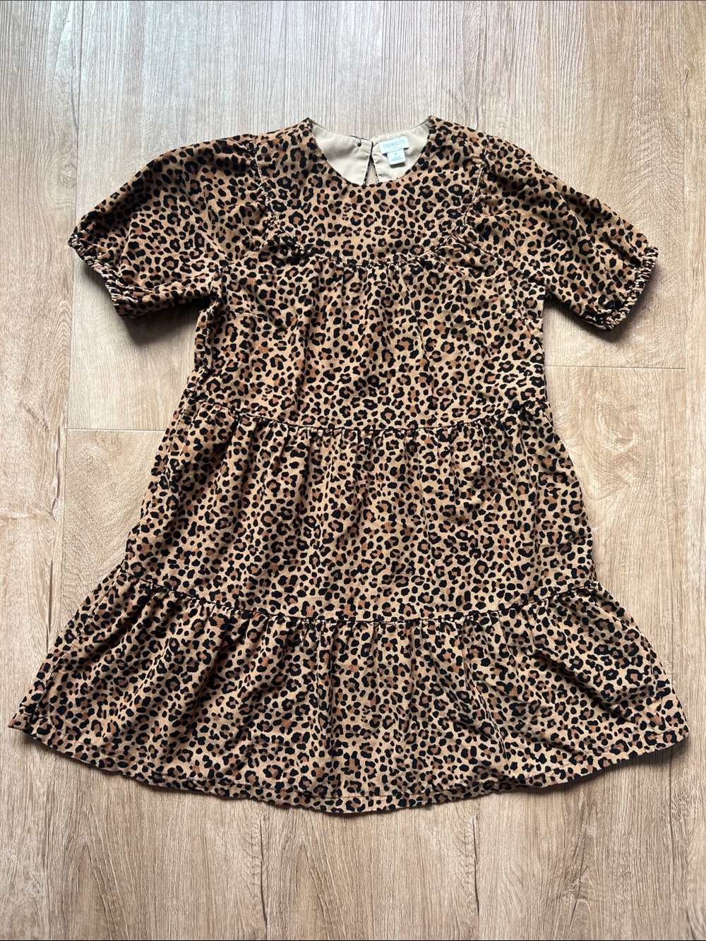 Crewcuts Girls Brown & Black Leopard Print Short Sleeve Tiered Dress Size 12